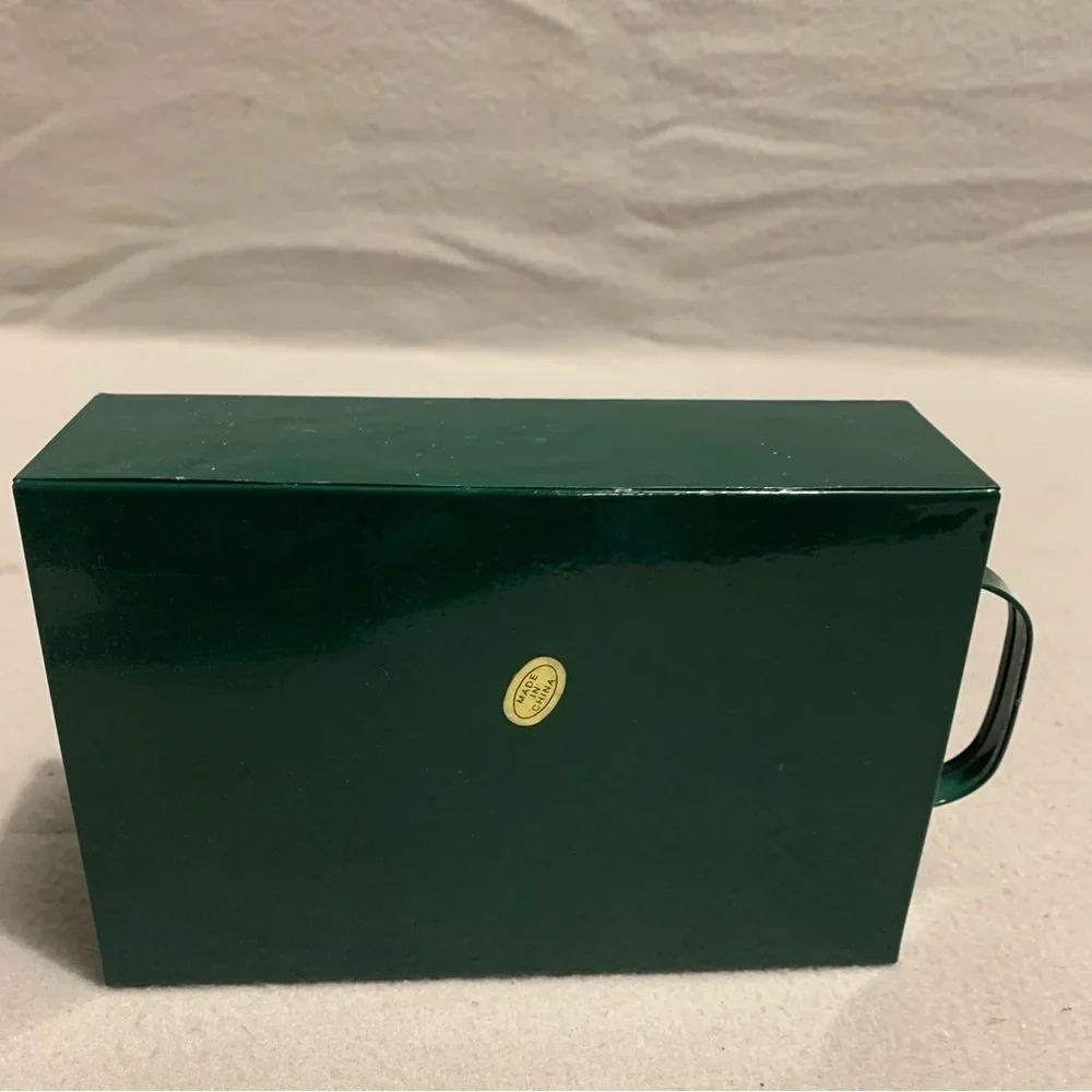 Vtg. Green Metal Chamber Candlestick Holder w/Candle Storage - Candles Included